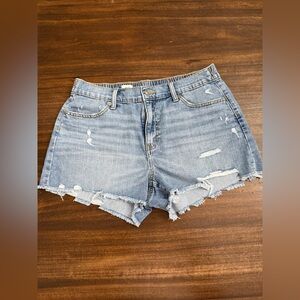 Aerie Daydream light denim with distressed hem shorts